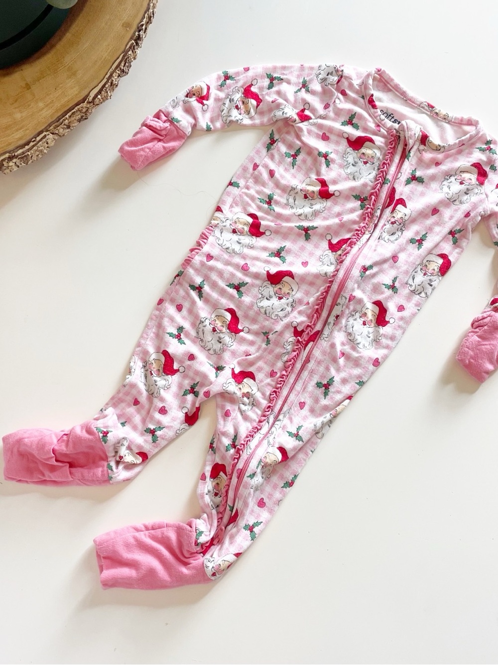 Ruffle Butts Soft Snooze Bamboo Dear Santa Holiday Zip Pajamas | 3-6m